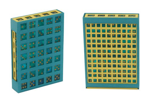 Deck Box Dice Case - Aqua shell, Yellow drawer, Borealis Teal/gold dice