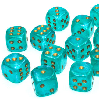 Deck Box Dice Case - Aqua shell, Yellow drawer, Borealis Teal/gold dice