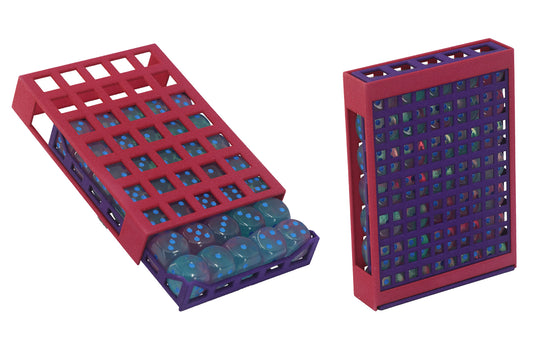 Deck Box Dice Case - Pink shell, Purple drawer, Gemini Gel Blue-Pink/blue dice