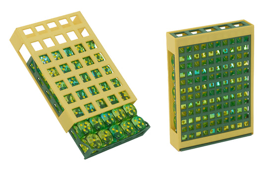 Deck Box Dice Case - Yellow shell, Green Drawer, Gemini Translucent Green-Teal/yellow dice